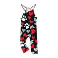 thumbnail image 4 of Odeerbi Kids Girls Summer Jumpsuit Love Print Bib Overalls Casual Sleeveless Rompers Long Pants with Pockets 5-14 Years Red, 4 of 5