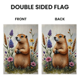 thumbnail image 4 of 30x45Watercolor Art Groundhog Garden Flag Rustic Woodland Animal Yard Flag Floral Motif Wildflower Garden Banner for Garden Decoration, Front Porch Accent, Spring Celebration, 4 of 9