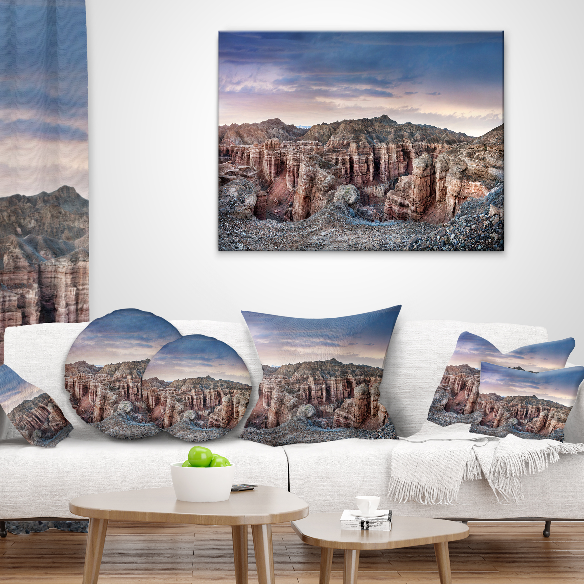Designart Charyn Canyon In Kazakhstan - Landscape Printed Throw Pillow - 12x20