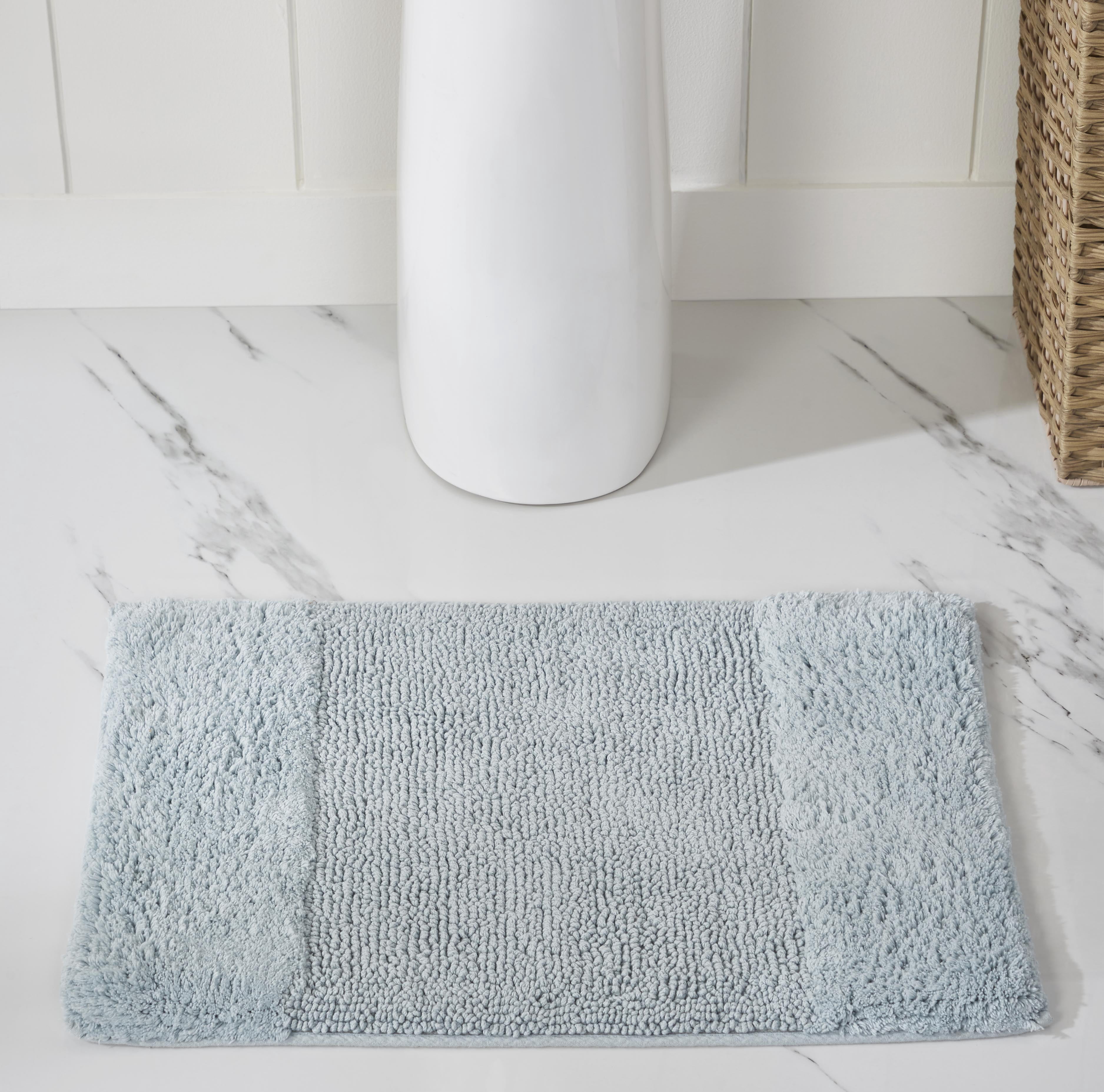 Better Trends 3 Piece Bathroom Rug Set, 100% Cotton, Extra Soft Tufted Bath Mat, Water Absorbent & Non Slip Bath Rug, (Blue) Granada Collection