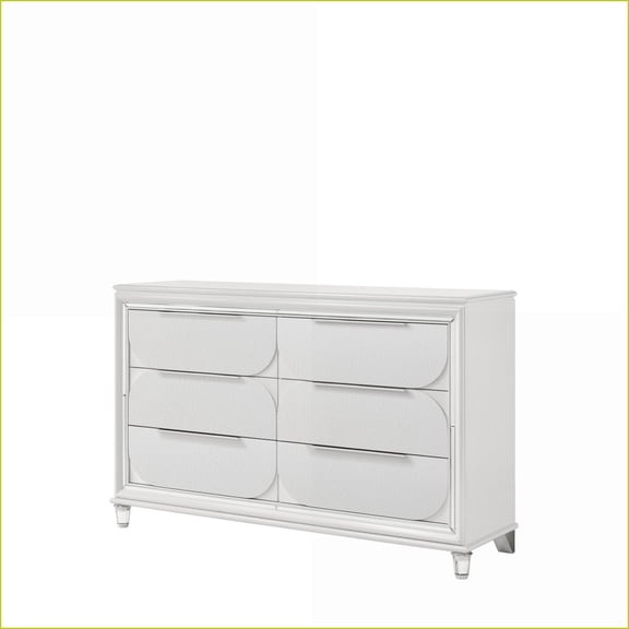 Dressers, Tarian Modern Pearl White 6-Drawer Dresser | White | Synthetic Wood