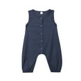 thumbnail image 1 of Diconna Newborn sleeveless cotton solid color button trousers jumpsuit, 1 of 5