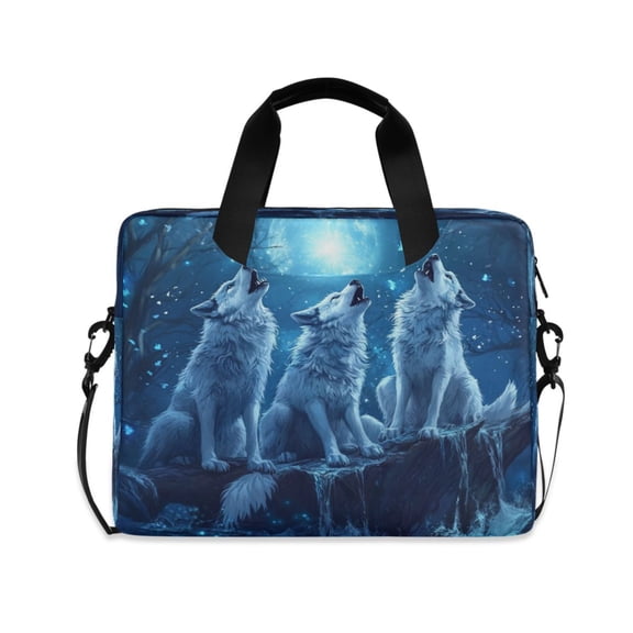 16" Laptop Tote Bag Laptop Sleeve Case Computer Briefcase for Work & Travel Three Blue Wolves
