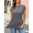 thumbnail image 4 of Womens Tops Casual Dressy Basic T Shirts Loose Fit Crewneck Cap Sleeve Tee Summer Outfits 2024, 4 of 6