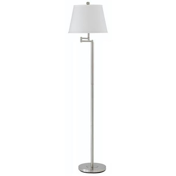 60 in. Swing Arm Floor Lamp with White Square Shade, Nickel
