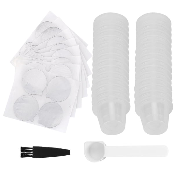 Suitable for Nespresso Disposable Coffee Capsules, Coffee Powder Filter Kit, Kitchen Supplies (30 Clear Coffee Capsules + 30 Aluminum Foil Brushes)