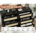thumbnail image 4 of Luku Rattan 6 Drawer Dresser for Bedroom, Modern Farmhouse Wood Closet Dresser, Compact Chest of Drawers, Easy to Assemble, for Nursery, Entryway, Apartments, 4 of 6