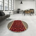 thumbnail image 4 of Ahgly Company Machine Washable Indoor Round Abstract Tiger Orange Brown Area Rugs, 4' Round, 4 of 7