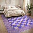 thumbnail image 3 of ODIKA 8'x10' Washable Area Rug Pink Purple Alternating Checkerboard Traditional Detail Print for Dining Room, Large Office, Lounge, Non-Slip Chair-Friendly Mat, 3 of 7