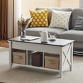 thumbnail image 4 of Zimtown Modern Lift-Top Coffee Table, 39.8" Rectangle Coffee Table with Lift Top & 3 Cube Storage, White & Washed Gray Living Room Center Table, 4 of 8