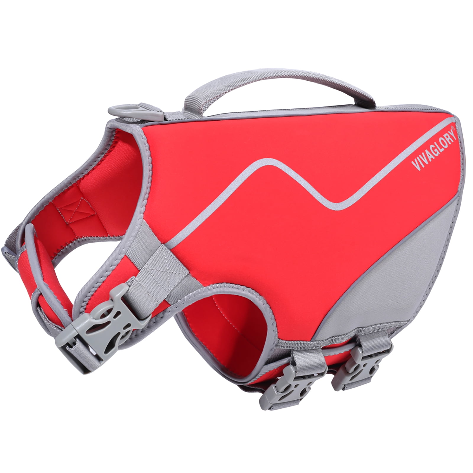 VIVAGLORY Dog Life Jacket Neoprene Vest for Swimming, Sports Style, Red, XSmall