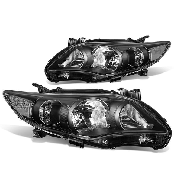 DNA Motoring For 11-13 Toyota Corolla JDM Black Clear Corner Headlight Lamps Pair Replacement