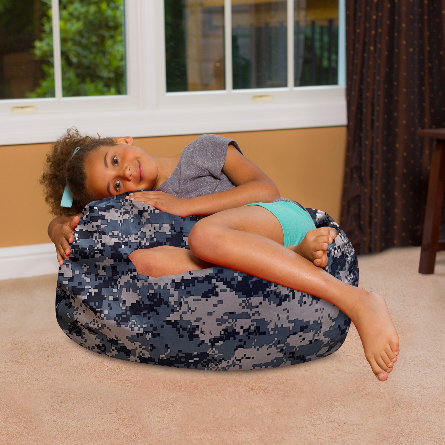 Posh Creations Bean Bag Chair for Kids, Teens, and Adults, 27in - Medium, Nylon Camo Digital