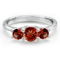thumbnail image 3 of Gem Stone King 14K White Gold Red Garnet 3-Stone Engagement Ring | 1.29 Cttw | Round 5MM and 4MM | Three Stone Wedding Anniversary Promise Ring for Women (Size 5), 3 of 6
