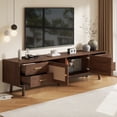 thumbnail image 4 of Euroco 70 inch Modern TV Stand with Rattan Doors for TVs up to 80", Media Console with Storage Space, 4 Drawers & Cable Holes, Entertainment Center for Living Room, 4 of 23