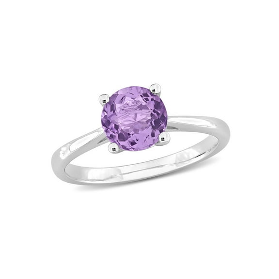 Gem & Harmony 1.30 Carat (Ctw) Amethyst Round Solitaire Ring in Sterling Silver for Women