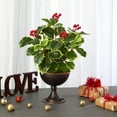 thumbnail image 5 of Nearly Natural 15in. Variegated Holly Artificial Plant in Metal Chalice (Real Touch), 5 of 5