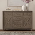 thumbnail image 5 of Simpli Home Ela SOLID WOOD and Pine 54 inch x 18 inch Rectangle Transitional Sideboard in Smoky Brown, 5 of 11