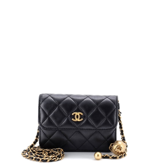 Pre-Owned Pearl Crush Flap Clutch with Chain Quilted Lambskin Mini By Rebag