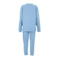 thumbnail image 2 of Lilgiuy Two Piece Outfits for Women Casual Crew Neck Sweatshirt 2PC Tracksuit with Jogger Sweatpants Basic Irregular Hem Pullover Sweatsuit Sets Sky Blue(S-4XL), 2 of 5