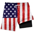 thumbnail image 4 of LIIPEE Boys Shorts Casual Summer Alternating Red And White And Five-Pointed Stars Elastic Drawstring Waist Swim Trunks With Inner Pockets Kids Children Comfortable Cute Beach Shorts,7 Years, 4 of 4
