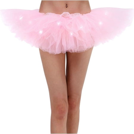 Adult LED Tutu Light Mesh Petticoat Dance Rave Tutu Skirt for 80s Costume Party