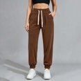thumbnail image 5 of XuJwPNcy Women Jogger Pants Lightweight Drawstring High Waist Cinch Bottoms Trousers Workout Running Pants with Pockets(Coffee,Large), 5 of 7