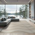 thumbnail image 2 of ODIKA 6'x9' Washable Area Rug Non-Slip, Easy Care, Beige Mushroom Cream Tone Striped Harmonious Neutral Wave Abstract for Family Room, Living Room, Master Bedroom, 2 of 7