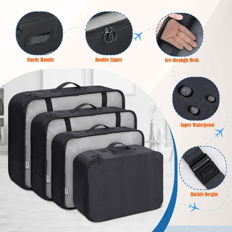 Packing Cubes for Suitcase, 9 PCS Lightweight Travel Luggage Organizers  Set, Waterproof Luggage Packing Cubes for Travel Accessories(Black)