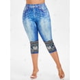 thumbnail image 2 of Talla grande 3D Lace Denim Print Getgings Rosegal Leggings de talla grande, 2 of 5