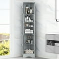 thumbnail image 2 of Multi-Functional Corner Cabinet Tall Bathroom Storage Cabinet with Two Doors and Adjustable Shelves, Open Shelf, Grey, 2 of 6