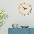 thumbnail image 3 of Slatcetga Modern Wall Clocks Frameless DIY Large 3D Non Ticking Clock For Living Room Golden, 3 of 8