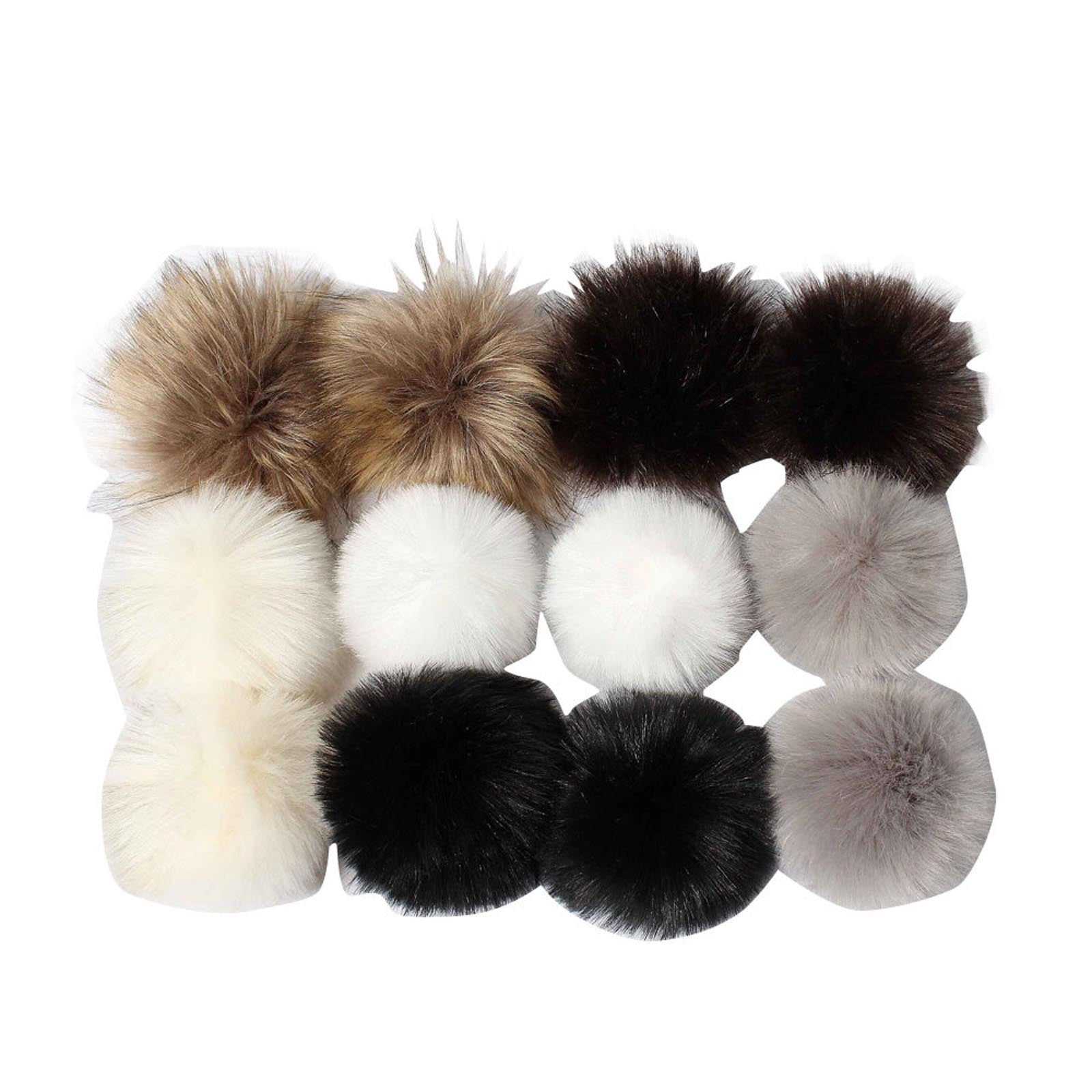 YUNAFFT 12PC DIY Faux Rabbit Imitation Pompom Ball for Knitting Hats Faux Fur Pom Pom Ball Fur Pom Poms for Hat Shoes Scarves Bag Pompoms Keychain Charms Knitting Hat Accessories