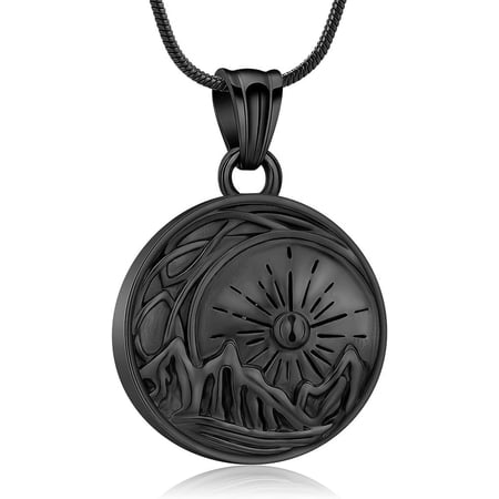 Moon Urn Necklace for Ashes Celtic Knot Cremation Jewelry for Ashes Mountain Necklace for Women Valley Sunset Keepsake Urn Necklaces