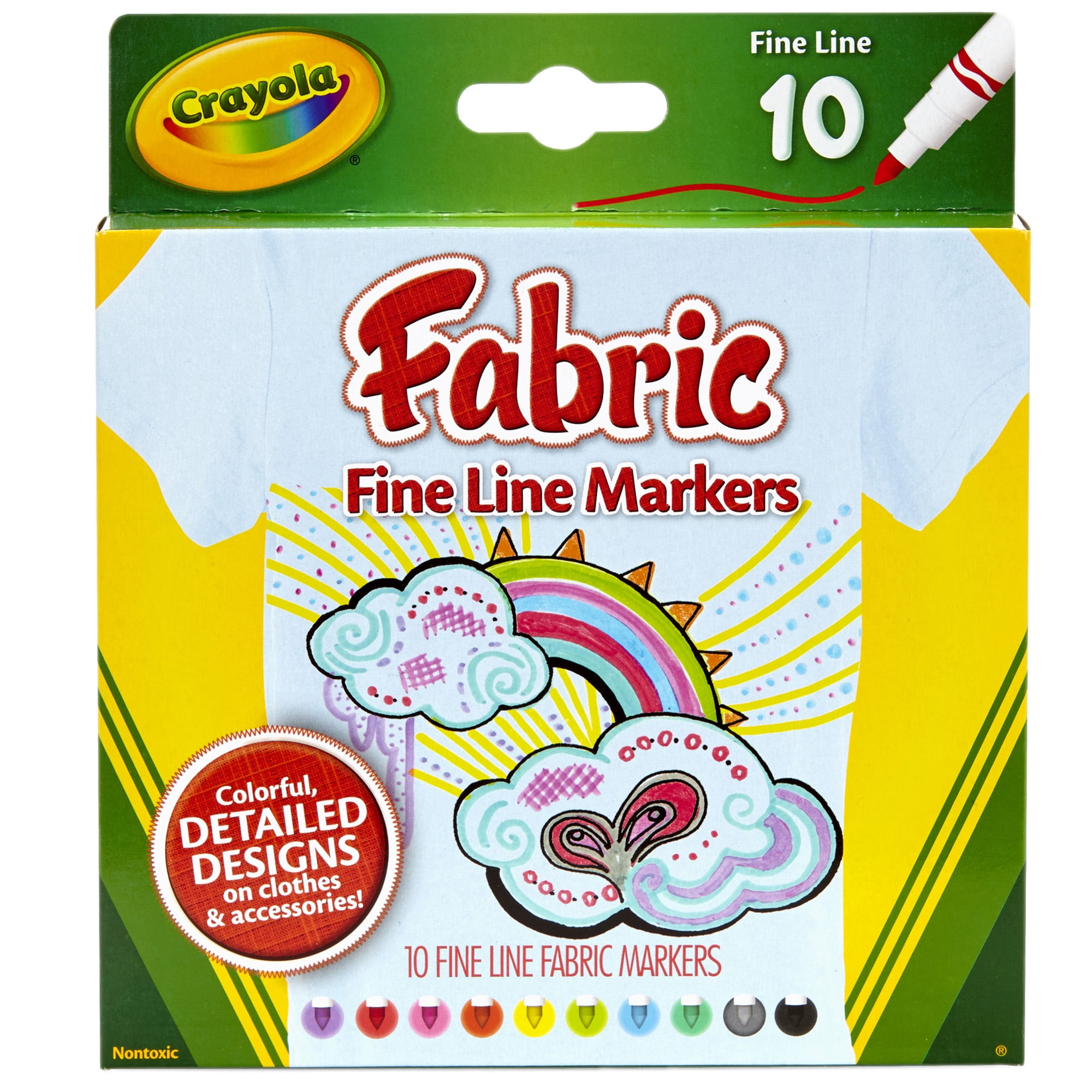 Crayola Fine Line Fabric Markers, 10 Colors Per Box, Set Of 4 Boxes