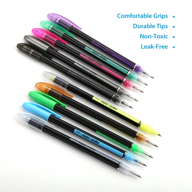 Gel Pens Set, 1.0 mm Tip Sizes, Fine Point, Assorted Colors, 48 Count