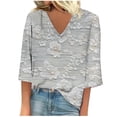 thumbnail image 1 of Blusa de Manga Corta Mujeres Cuello en V de Verano Impreso, Top Regular Casual Sexy para el Hogar Y el Uso Diario, 1 of 5