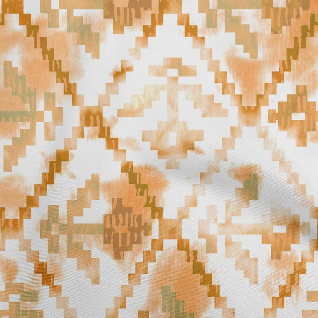 oneOone Polyester Spandex Mustard Yellow Fabric Geometrical Water Color Craft Projects Decor Fabric Printed By The Yard 56 Inch Wide