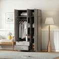 thumbnail image 3 of Euroco 3-Door Wood Armoire, Wardrobe with Mirror and Drawers, Gray, 3 of 10