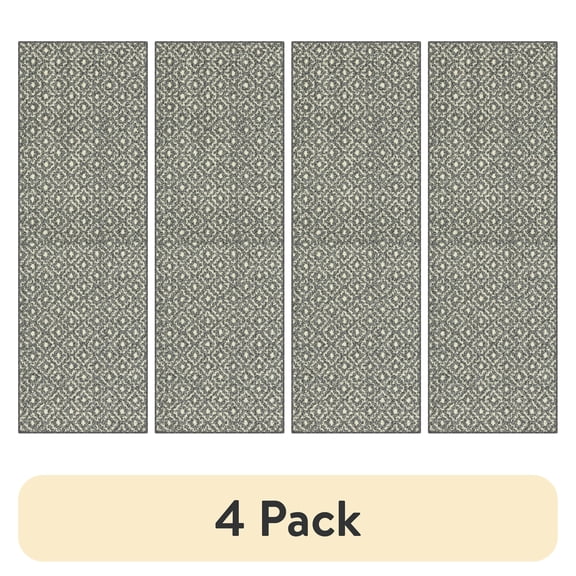 (4 pack) Mainstays Geometric Diamond Black Tonal Olefin Indoor Runner Rug, 1'8"x5', Skid-Resistant