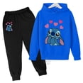 thumbnail image 3 of Traje infantil Disney Stitch Kawaii, moda urbana, traje para niños y niñas, jersey deportivo + pantalón de chándal, traje deportivo de dos piezas, 3 of 5