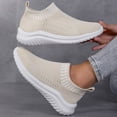 thumbnail image 5 of Womens Lightweight Knit Slip On Sneakers Breathable Non Slip Running Shoes Comfortable Mesh Non Slip Casual Walking Shoe Beige Size 8, 5 of 7