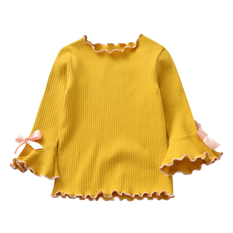 Girl Solid Color Longsleeved Shirt Children Casual Tops Baby Soft