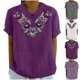 thumbnail image 1 of Fiudx Ofertas de La Semana Camiseta Holgada Informal con Estampado para Mujer, Tops de Manga Corta con Cuello de Muñeca, Blusa Bonita y de Lino, 1 of 4