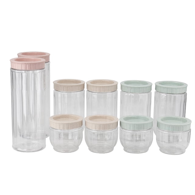 Paquete de 10 frascos herméticos de plástico para conservación de alimentos Solución de almacenamiento de cocina transparente
