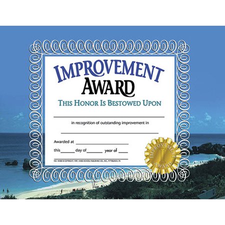 IMPROVEMENT AWARD 30PK CERTIFICATES 8.5 X 11