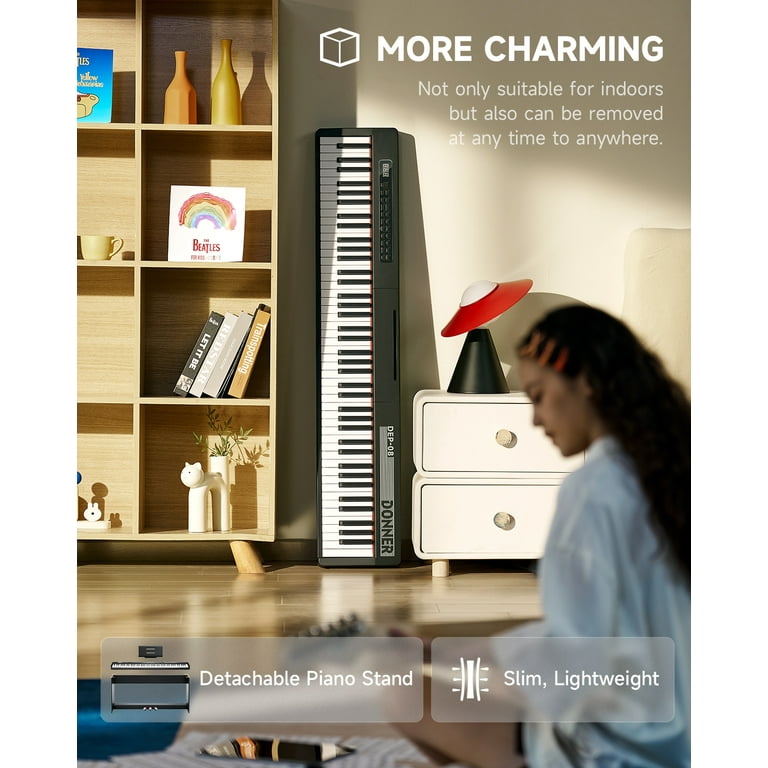 Donner Portable 88 Key Semi-Weighted Keyboard, LCD Screen, Stand