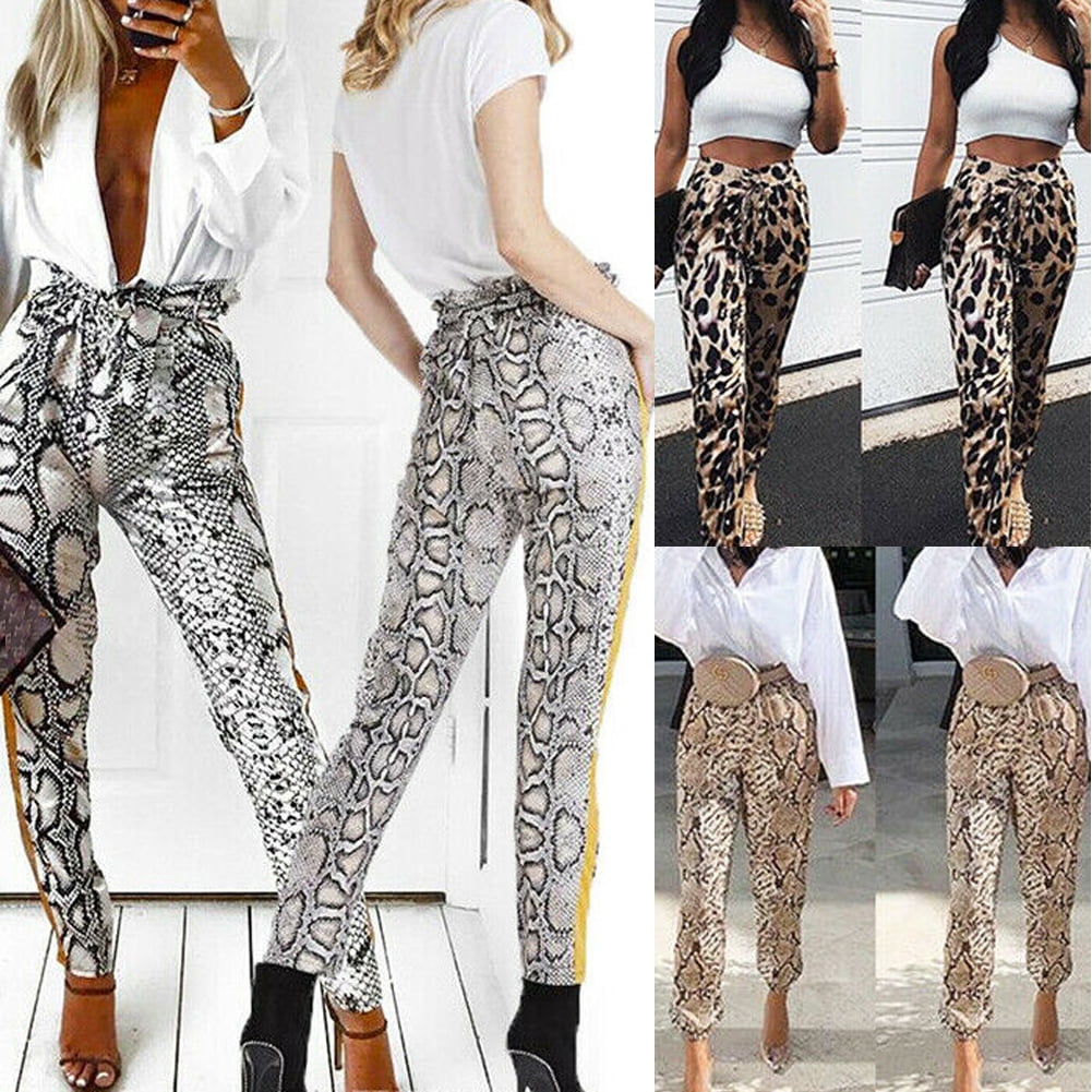leopard print casual trousers