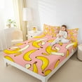 thumbnail image 4 of jejeloiu Banana Full Size Sheets,Tropical Fruit Bed Sheets,Yellow Pink Sheet Sets For Girls,Microfiber Bedroom Decor,4pcs, 4 of 7