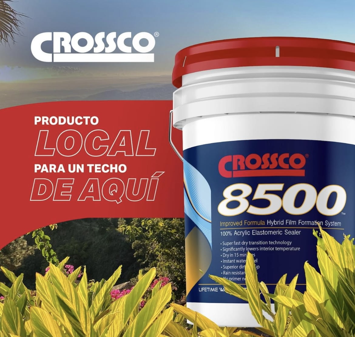 Crossco 8500, 2 in 1 Roof Sealer 100% Acrylic Elastomeric Adhesive, 5 Galllon